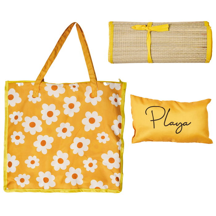 Jet Lag Juego de Bolsa con Esterilla y Cojín, Modelos Margarita y Turquesa, 176x60 cm