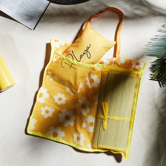 Jet Lag Juego de Bolsa con Esterilla y Cojín, Modelos Margarita y Turquesa, 176x60 cm