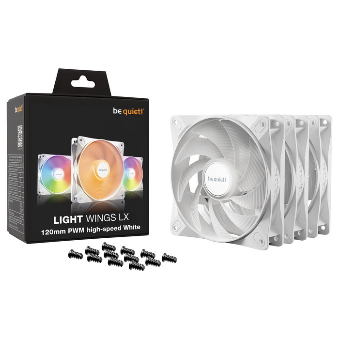 Be Quiet! LIGHT WINGS LX 120mm PWM High-Speed White Triple-Pack Ventiladores de Ordenador 12cm 2100 RPM PWM LED Blanco Be Quiet! LIGHT WINGS LX 120mm PWM High-Speed White Triple-Pack Ventiladores de Ordenador 12cm 2100 RPM PWM LED Blanco