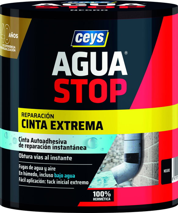Ceys Agua stop cinta extrema negra 10 cm x 1,5 m