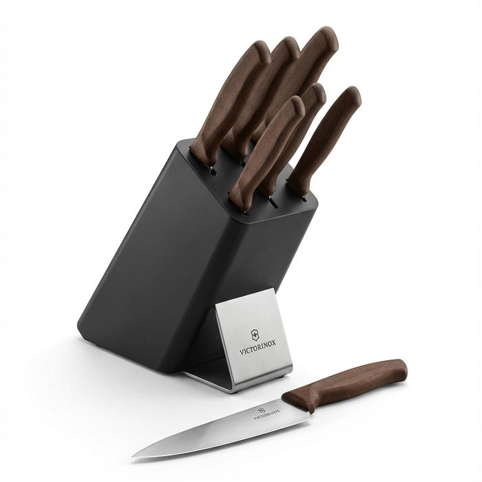 VICTORINOX 86.66 Swiss Modern Messerblock, Juego de 6 Piezas, Madera de Haya
