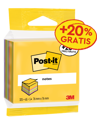 Post-it Cubo de Notas Adhesivas Colores Surtidos 76x76mm 390 Hojas Post-it Cubo de Notas Adhesivas Colores Surtidos 76x76mm 390 Hojas