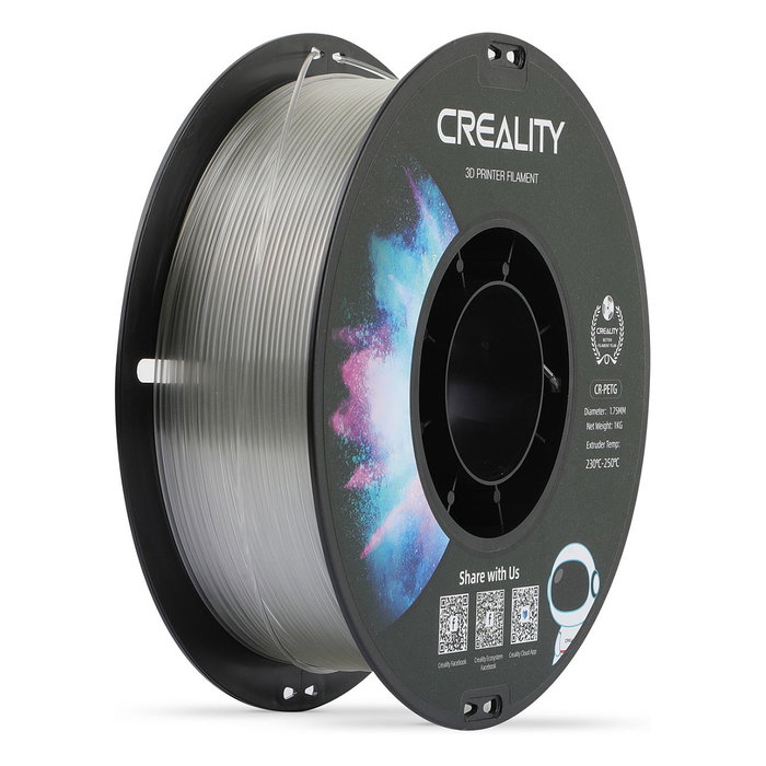 Creality CR-PETG Filamento para Impresión 3D Transparente, 1.75 mm, 1 kg, Material PETG, 3301030037 Creality CR-PETG Filamento para Impresión 3D Transparente, 1.75 mm, 1 kg, Material PETG, 3301030037