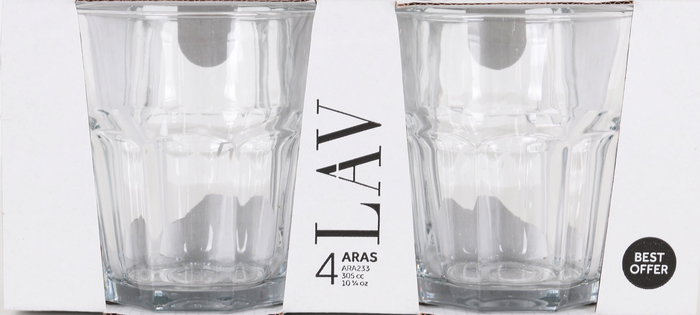 Lav Set 4 Vasos Agua 305 Cc Cristal 9x9x10 cm (12 Cajas)
