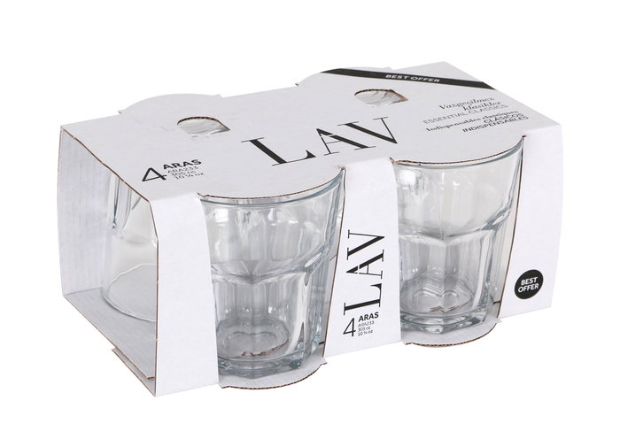 Lav Set 4 Vasos Agua 305 Cc Cristal 9x9x10 cm (12 Cajas)