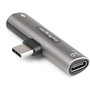 StarTech Adaptador USB-C a Audio y Carga CDP2CAPDM - 2 en 1 con PD 60W para Auriculares y Carga Simultánea - Compatible con MacBook, iPad Pro, Surface, Galaxy - Plata