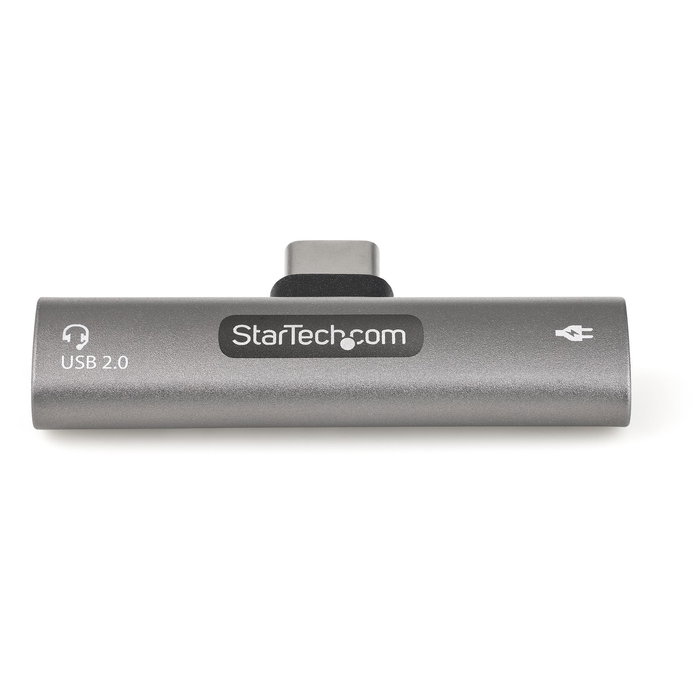 StarTech Adaptador USB-C a Audio y Carga CDP2CAPDM - 2 en 1 con PD 60W para Auriculares y Carga Simultánea - Compatible con MacBook, iPad Pro, Surface, Galaxy - Plata