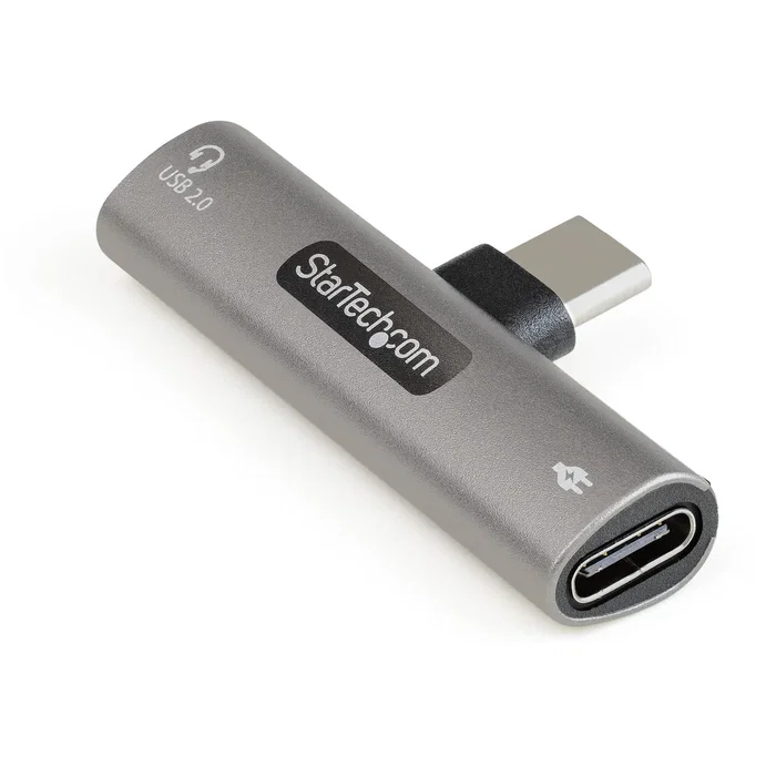 StarTech Adaptador USB-C a Audio y Carga CDP2CAPDM - 2 en 1 con PD 60W para Auriculares y Carga Simultánea - Compatible con MacBook, iPad Pro, Surface, Galaxy - Plata
