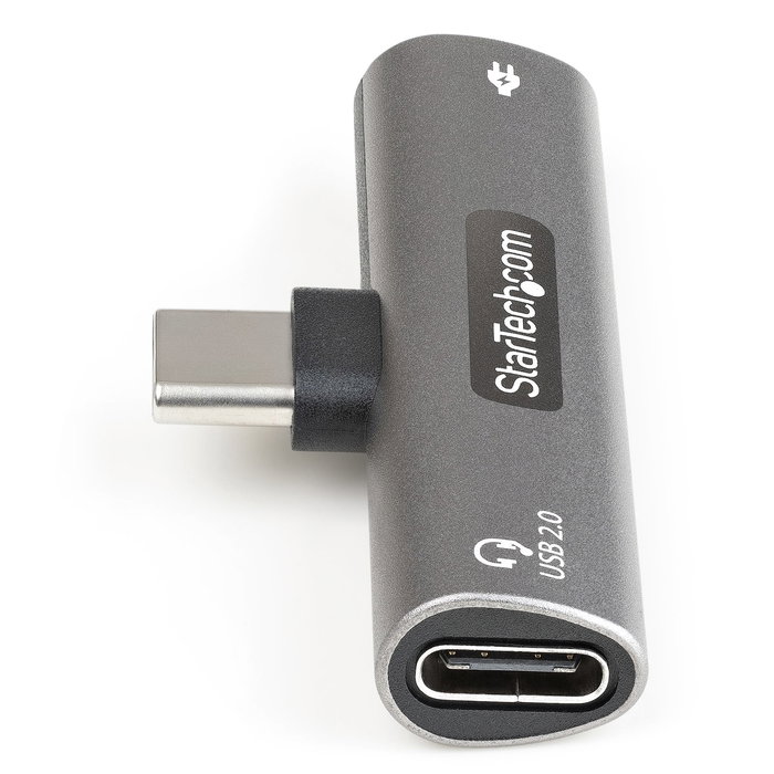 StarTech Adaptador USB-C a Audio y Carga CDP2CAPDM - 2 en 1 con PD 60W para Auriculares y Carga Simultánea - Compatible con MacBook, iPad Pro, Surface, Galaxy - Plata