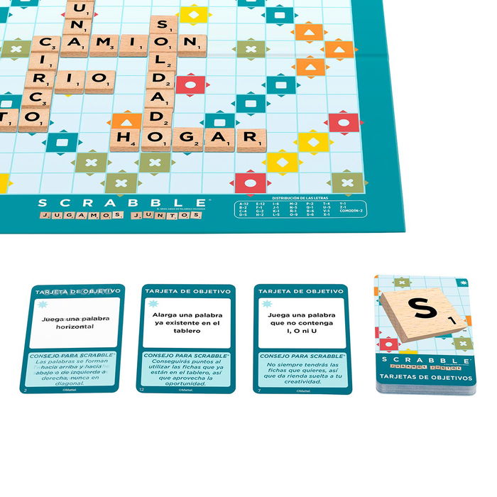Mattel Games Scrabble Core Wood JGR64 Juego de Mesa en Español con Fichas y Atriles de Madera