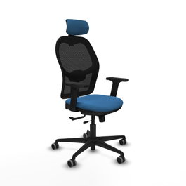 PIQUERAS Y CRESPO Silla de oficina Jorquera con mecanismo Sincro/Traslack, Azul claro y Negro