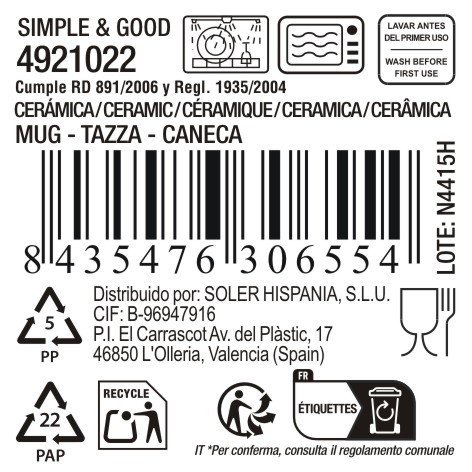 Inde Mug 320 cc "Simple&Good" Md (16 Unidades)