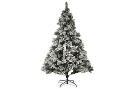 DKD Home Decor Winter Árbol de Navidad Alpina Verde Nevado 155 x 155 x 240 cm PVC con Base Metal Desmontable