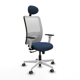 PIQUERAS Y CRESPO Silla de oficina Zulema con mecanismo Sincro, Azul marino y Blanco