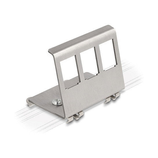DeLOCK Soporte metálico Keystone de 3 puertos para riel DIN en acero inoxidable DeLOCK Soporte metálico Keystone de 3 puertos para riel DIN en acero inoxidable