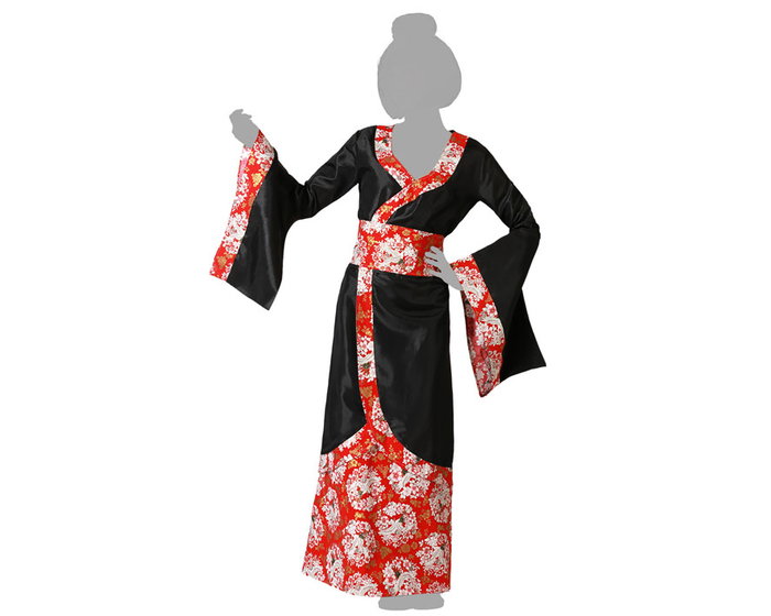 Disfraz Geisha Kimono Negro Mujer Adulto Talla XS-S