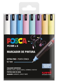 Marcador T.Opaca No Perm. Uni Posca 0.7 (Pc-1Mr) Pastel Estuche De 8