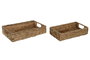 DKD Home Decor Set de 2 Bandejas de Fibra y Metal Natural 40x26x9 cm