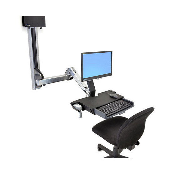Ergotron StyleView Sit-Stand Combo System con superficie de trabajo y soporte CPU pequeño, Aluminio