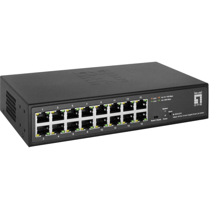 Level One GES-2216 Hilbert 16 Puertos Gigabit Switch de 10 pulgadas Level One GES-2216 Hilbert 16 Puertos Gigabit Switch de 10 pulgadas