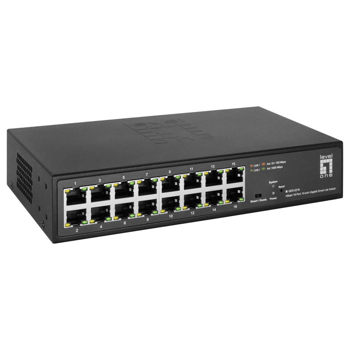 Level One GES-2216 Hilbert 16 Puertos Gigabit Switch de 10 pulgadas Level One GES-2216 Hilbert 16 Puertos Gigabit Switch de 10 pulgadas