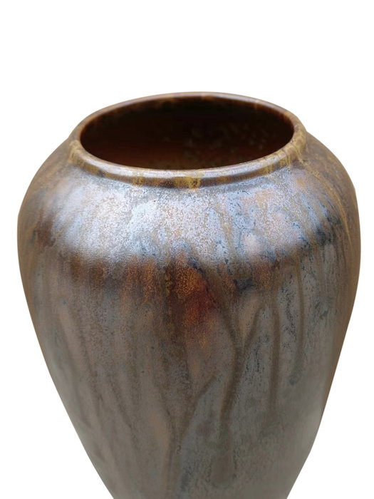 DKD Home Decor Jarrón de Cerámica Vidriada Marrón Oscuro