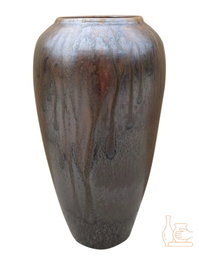 DKD Home Decor Jarrón de Cerámica Vidriada Marrón Oscuro