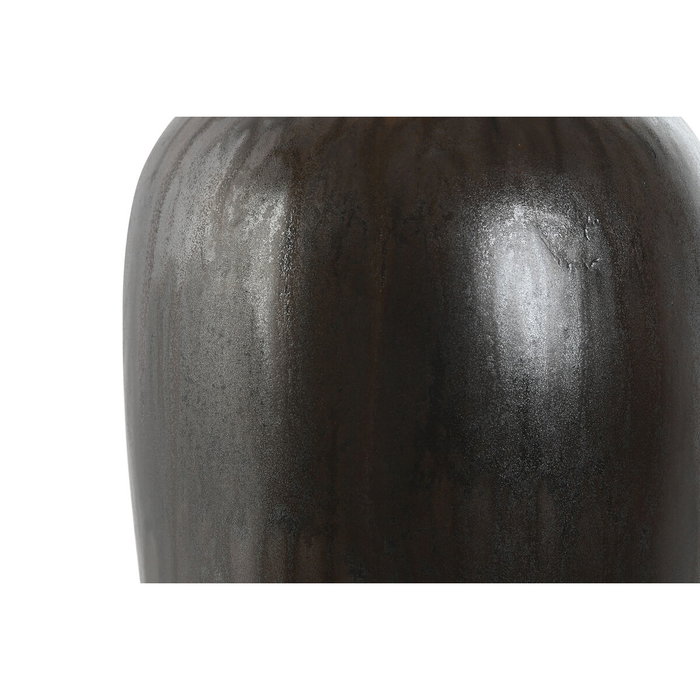 DKD Home Decor Jarrón de Cerámica Vidriada Marrón Oscuro