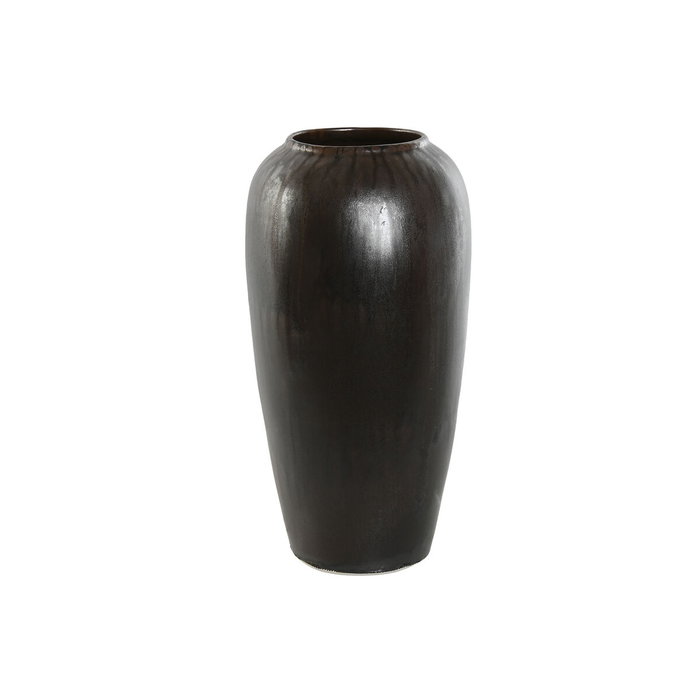 DKD Home Decor Jarrón de Cerámica Vidriada Marrón Oscuro