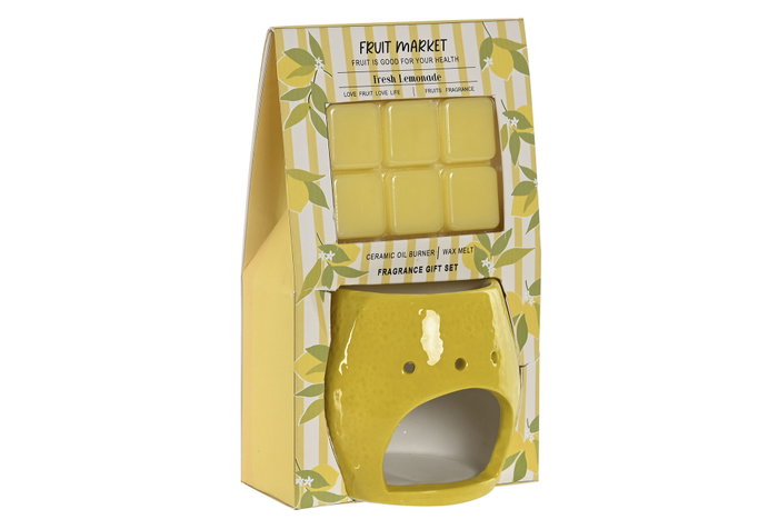 DKD Home Decor Set de 7 Quemadores de Gres y Cera con Aroma a Limón DKD Home Decor Set de 7 Quemadores de Gres y Cera con Aroma a Limón