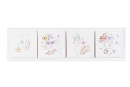 DKD Home Decor Set de 4 Cuadros de Lienzo MDF Abstracto Multicolor 40x40x1,8 cm