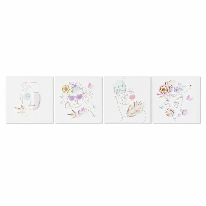 DKD Home Decor Set de 4 Cuadros de Lienzo MDF Abstracto Multicolor 40x40x1,8 cm DKD Home Decor Set de 4 Cuadros de Lienzo MDF Abstracto Multicolor 40x40x1,8 cm