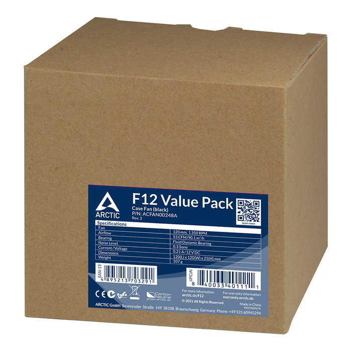 ARCTIC F12 Value Pack black (5pcs) Ventilador 120mm