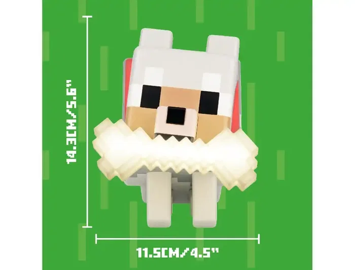 Wondee Minecraft GloBuddies Lámpara de Lobo Silicona, Luz Nocturna LED Figurita 3D 14.3 cm de Alto, Cambio de Color por Toque, 125x115x80 mm