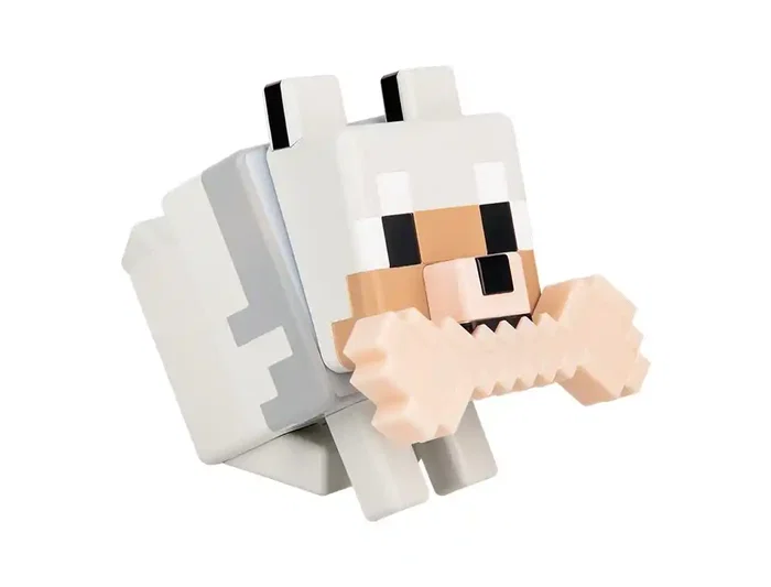 Wondee Minecraft GloBuddies Lámpara de Lobo Silicona, Luz Nocturna LED Figurita 3D 14.3 cm de Alto, Cambio de Color por Toque, 125x115x80 mm