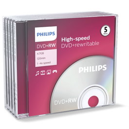 Philips DVD+RW 4,7 GB 4x (Pack de 5)