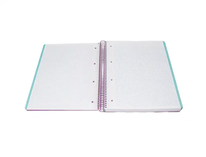 Antartik Cuaderno Espiral Micro A4 Tapa Foam 120 Hojas Cuadro 5mm 5 Bandas 4 Taladros Color Lavanda Papel 90g