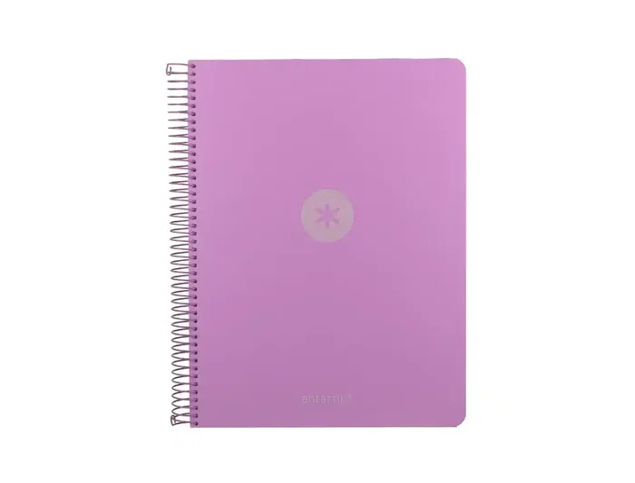 Antartik Cuaderno Espiral Micro A4 Tapa Foam 120 Hojas Cuadro 5mm 5 Bandas 4 Taladros Color Lavanda Papel 90g