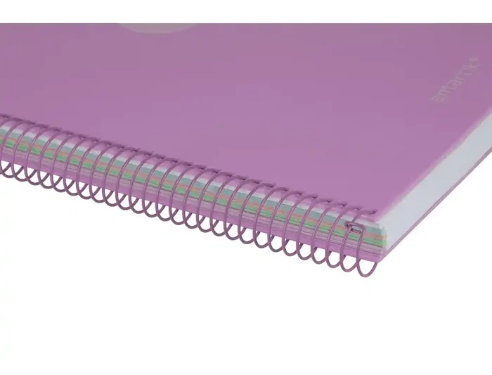 Antartik Cuaderno Espiral Micro A4 Tapa Foam 120 Hojas Cuadro 5mm 5 Bandas 4 Taladros Color Lavanda Papel 90g