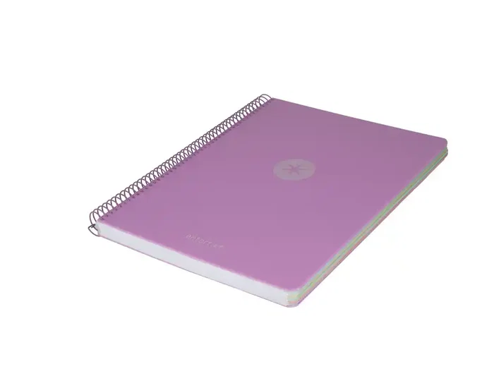 Antartik Cuaderno Espiral Micro A4 Tapa Foam 120 Hojas Cuadro 5mm 5 Bandas 4 Taladros Color Lavanda Papel 90g