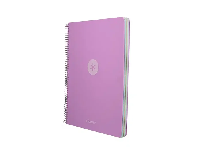 Antartik Cuaderno Espiral Micro A4 Tapa Foam 120 Hojas Cuadro 5mm 5 Bandas 4 Taladros Color Lavanda Papel 90g