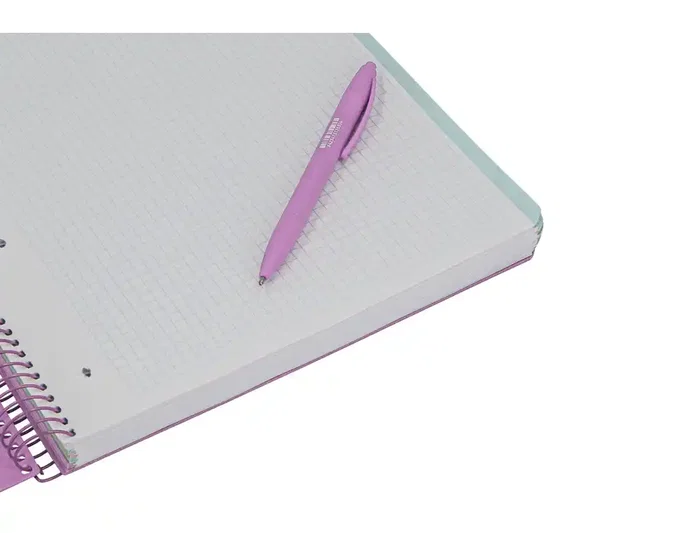 Antartik Cuaderno Espiral Micro A4 Tapa Foam 120 Hojas Cuadro 5mm 5 Bandas 4 Taladros Color Lavanda Papel 90g