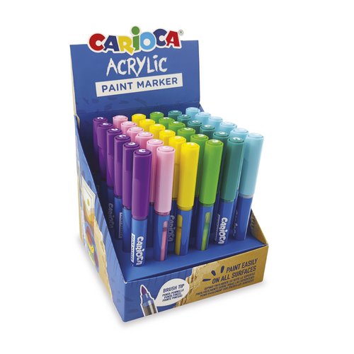 Carioca Paint Marker Set de 36 Rotuladores Acrílicos con Punta Pincel y Expositor Carioca Paint Marker Set de 36 Rotuladores Acrílicos con Punta Pincel y Expositor
