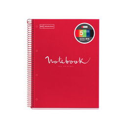 Bloc Miquelrius Emotions Notebook 5 Micro.Tapa Extra A4 120H 90G Cuadric.5X5 Rojo (Set de 5)
