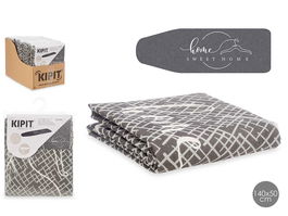 Kipit Funda Tabla Planchar con Muleton, Ajustable, Antracita Estampado, 140 x 50 cm (Set de 8)
