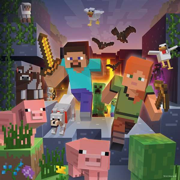 Ravensburger Puzzle 3x49 Piezas Minecraft para Niños a Partir de 5 Años
