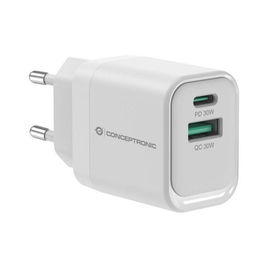Conceptronic ALTHEA1933 - Cargador de Pared GaN 33W con Puerto USB-C PD 3.0 y USB-A QC 3.0, Carga Rápida Dual PPS, Compacto