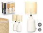 Giftdecor Set de 2 Lámparas de Sobremesa Blancas Cerámica 29x25x24.5 cm E27 60W Max 220-240V Cable 1 m (Set de 6)