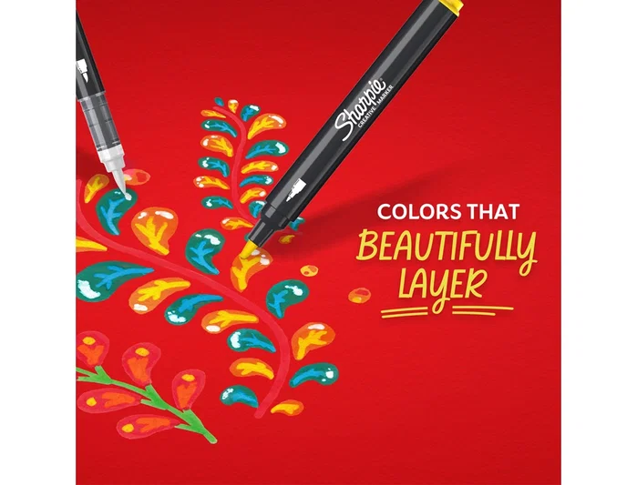 Sharpie Acrylic Rotuladores Punta Pincel Colores Surtidos (5 Unidades) de 5 piezas Sharpie Acrylic Rotuladores Punta Pincel Colores Surtidos (5 Unidades) de 5 piezas