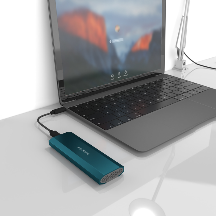 AISENS Caja Externa M.2 SATA/NVMe ASM2-019BLU a USB 3.1 Gen 2, Aluminio, Azul, 10Gbps